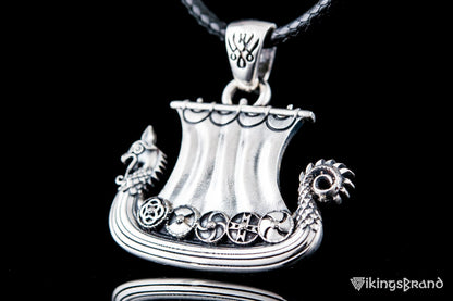 Vikings Norse Drakkar Pendant Sterling Silver Viking Jewelry