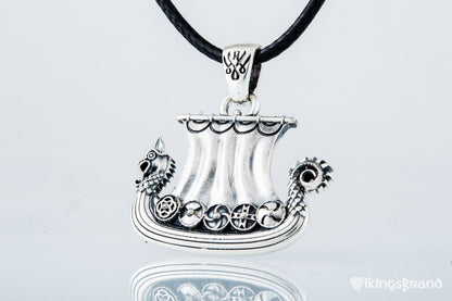 Vikings Norse Drakkar Pendant Sterling Silver Viking Jewelry