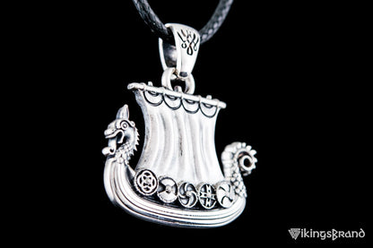 Vikings Norse Drakkar Pendant Sterling Silver Viking Jewelry