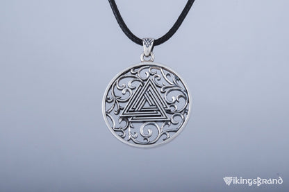 Vikings Norse Pendant with Valknut Symbol Sterling Silver Handmade Jewelry