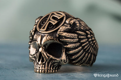 Vikings Odin Ring with Ansuz Rune Symbol Ring Bronze Unique Handmade Jewelry