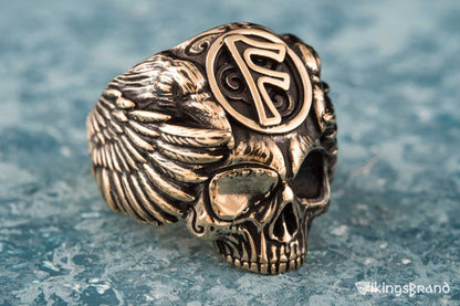 Vikings Odin Ring with Ansuz Rune Symbol Ring Bronze Unique Handmade Jewelry