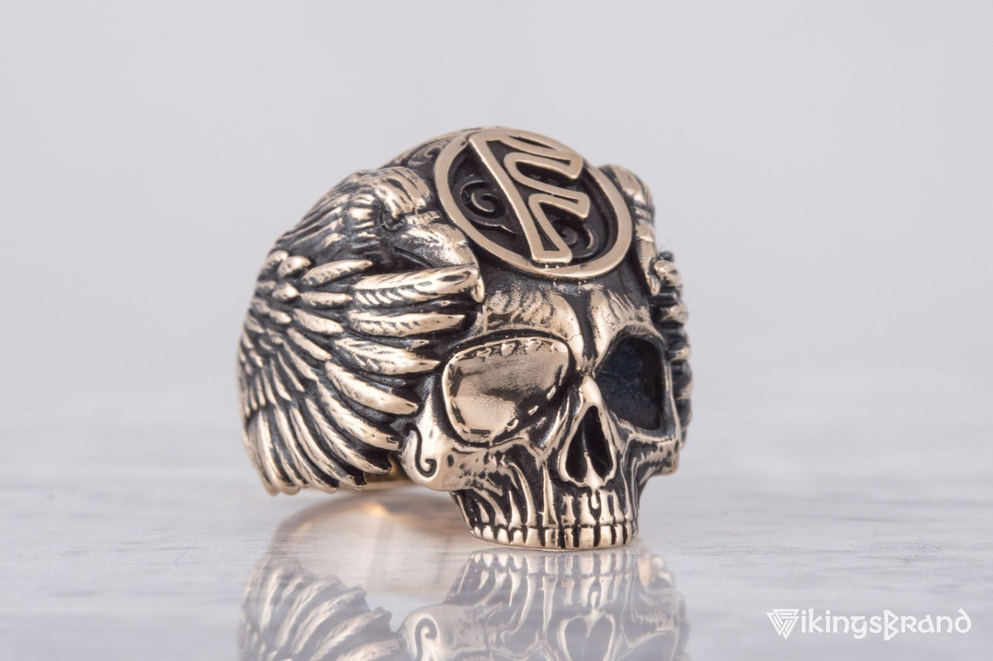 Vikings Odin Ring with Ansuz Rune Symbol Ring Bronze Unique Handmade Jewelry