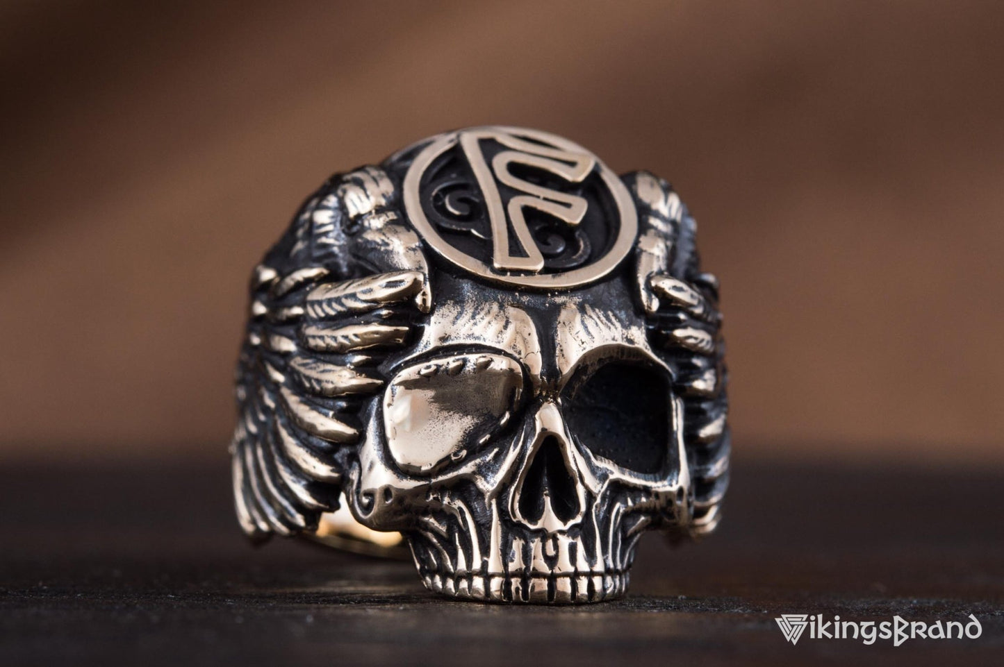 Vikings Odin Ring with Ansuz Rune Symbol Ring Bronze Unique Handmade Jewelry