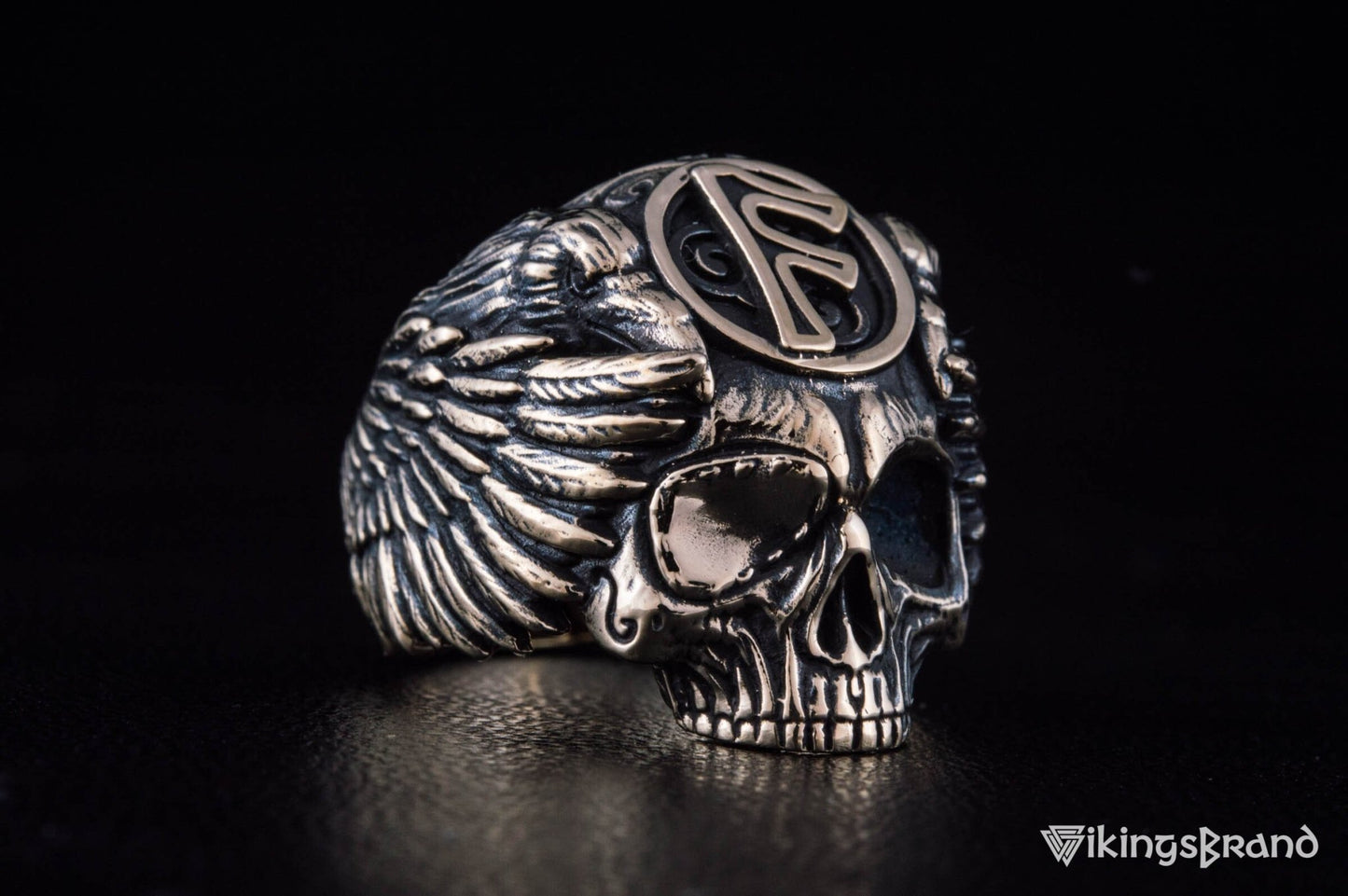 Vikings Odin Ring with Ansuz Rune Symbol Ring Bronze Unique Handmade Jewelry