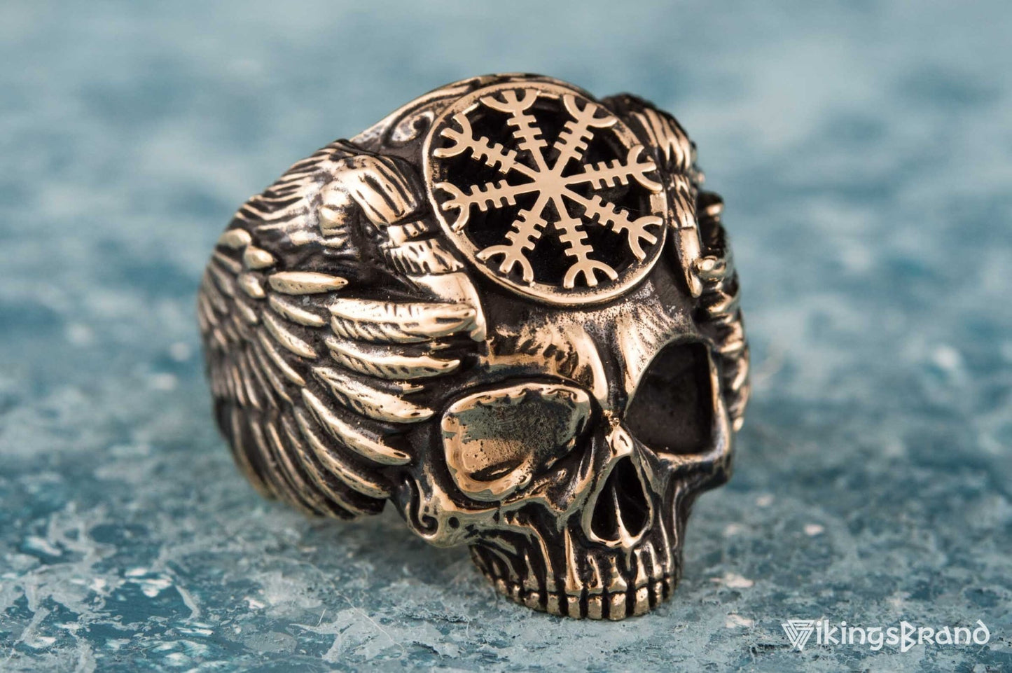 Vikings Odin Ring with Helm of Awe Symbol Ring Bronze Unique Handmade Jewelry