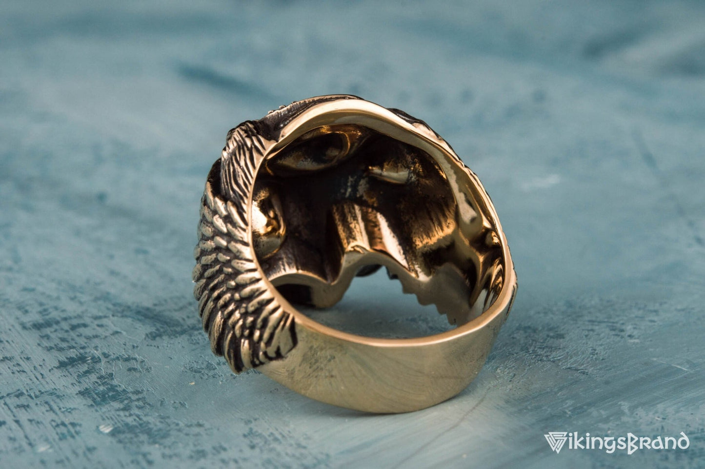 Vikings Odin Ring with Helm of Awe Symbol Ring Bronze Unique Handmade Jewelry
