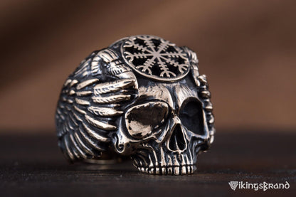 Vikings Odin Ring with Helm of Awe Symbol Ring Bronze Unique Handmade Jewelry
