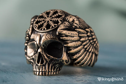 Vikings Odin Ring with Helm of Awe Symbol Ring Bronze Unique Handmade Jewelry
