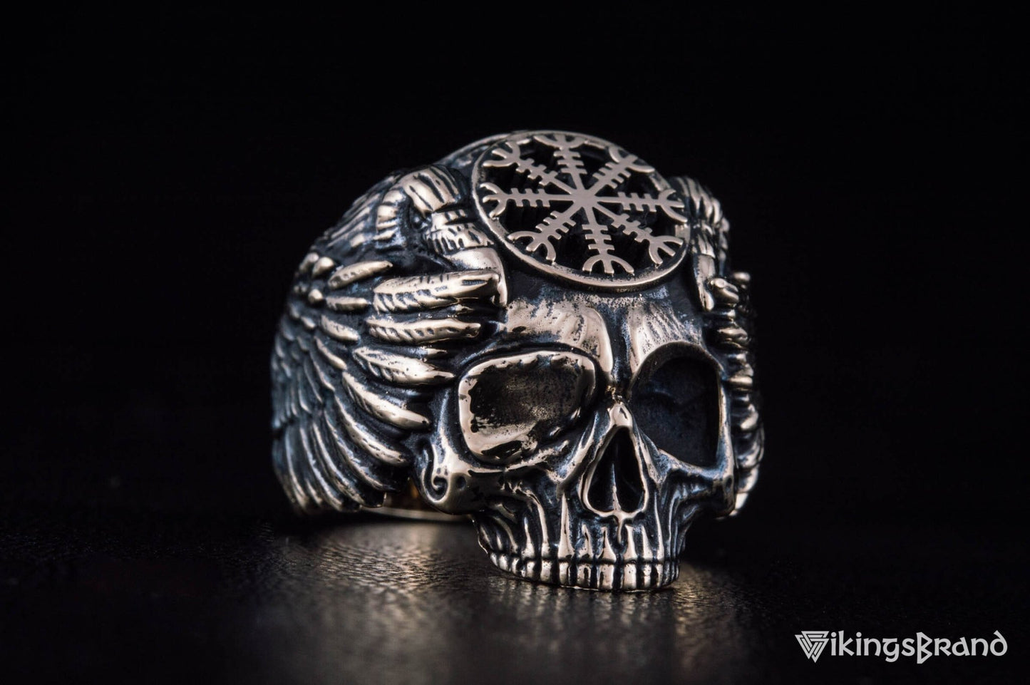 Vikings Odin Ring with Helm of Awe Symbol Ring Bronze Unique Handmade Jewelry