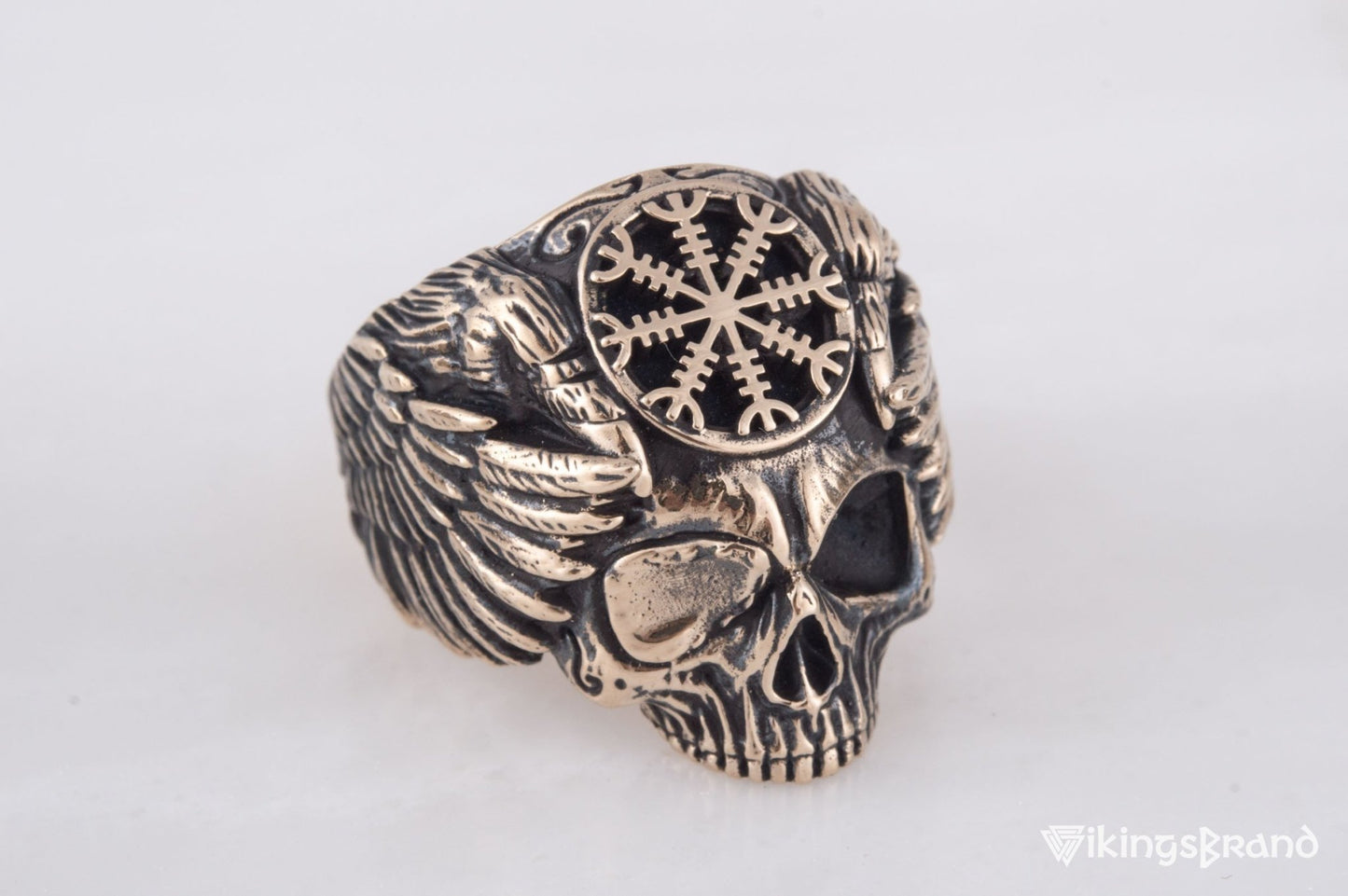 Vikings Odin Ring with Helm of Awe Symbol Ring Bronze Unique Handmade Jewelry