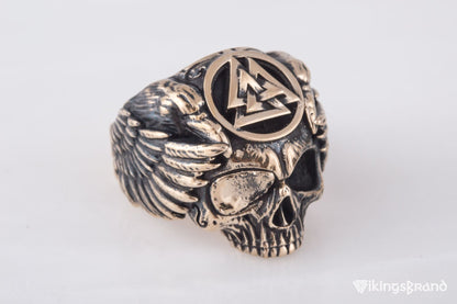 Vikings Odin Ring with Valknut Symbol Ring Bronze Unique Handmade Jewelry