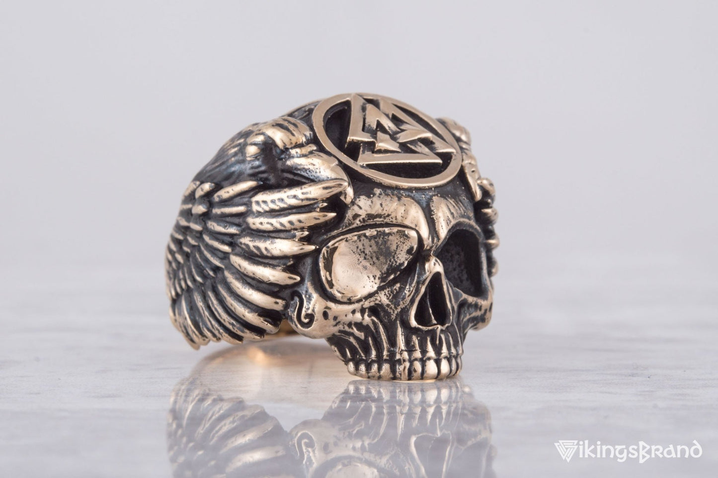 Vikings Odin Ring with Valknut Symbol Ring Bronze Unique Handmade Jewelry