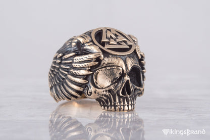 Vikings Odin Ring with Valknut Symbol Ring Bronze Unique Handmade Jewelry