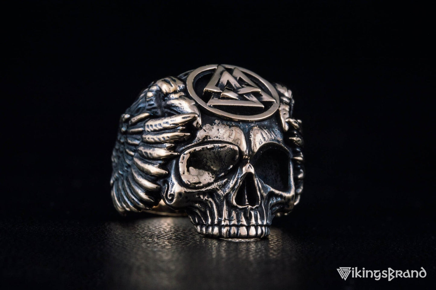 Vikings Odin Ring with Valknut Symbol Ring Bronze Unique Handmade Jewelry