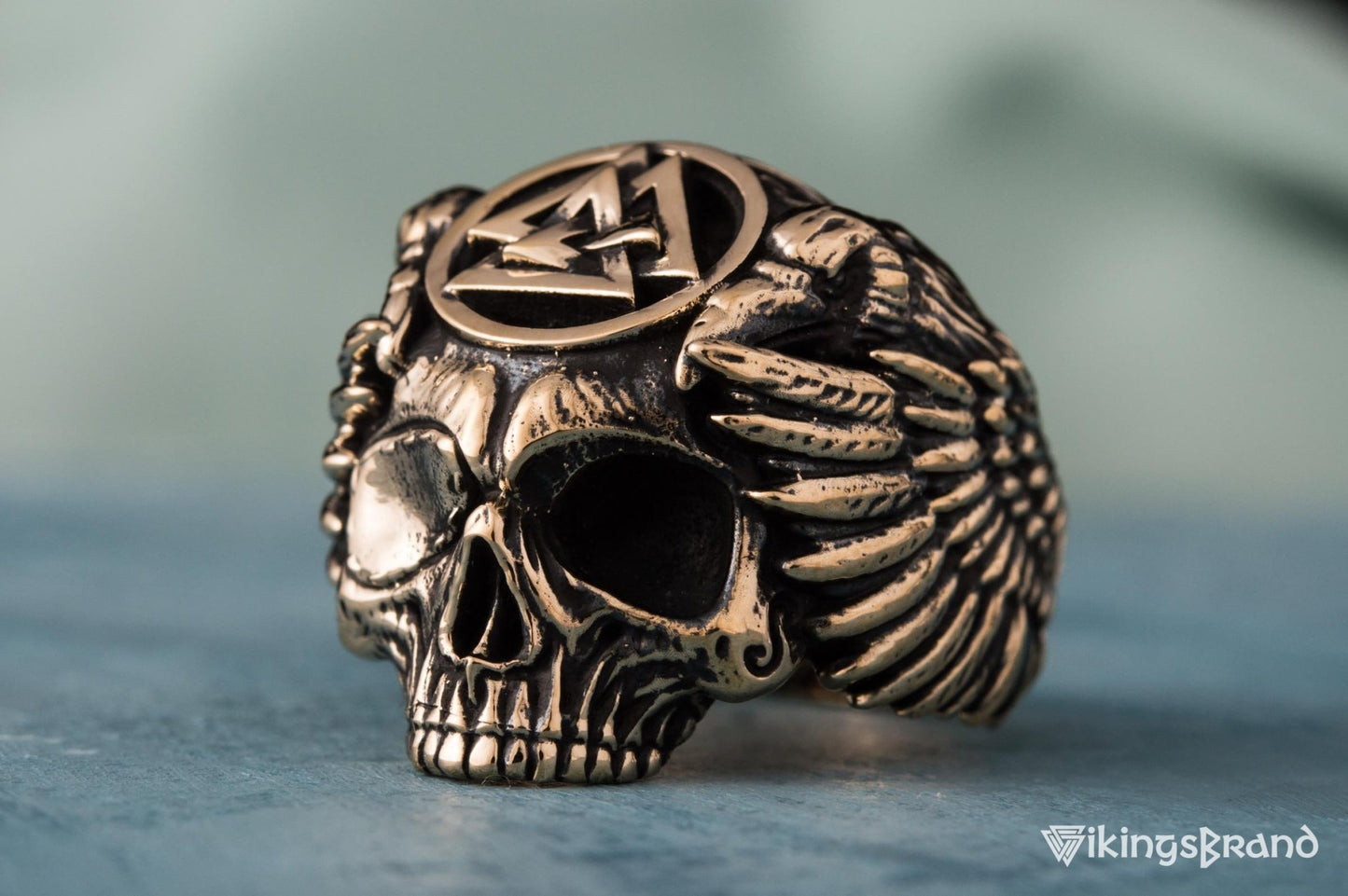 Vikings Odin Ring with Valknut Symbol Ring Bronze Unique Handmade Jewelry