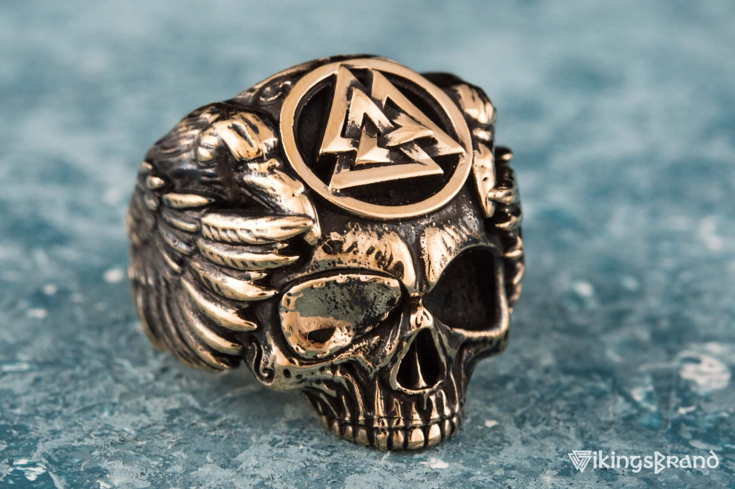 Vikings Odin Ring with Valknut Symbol Ring Bronze Unique Handmade Jewelry