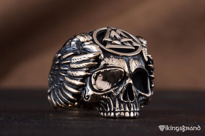Vikings Odin Ring with Valknut Symbol Ring Bronze Unique Handmade Jewelry