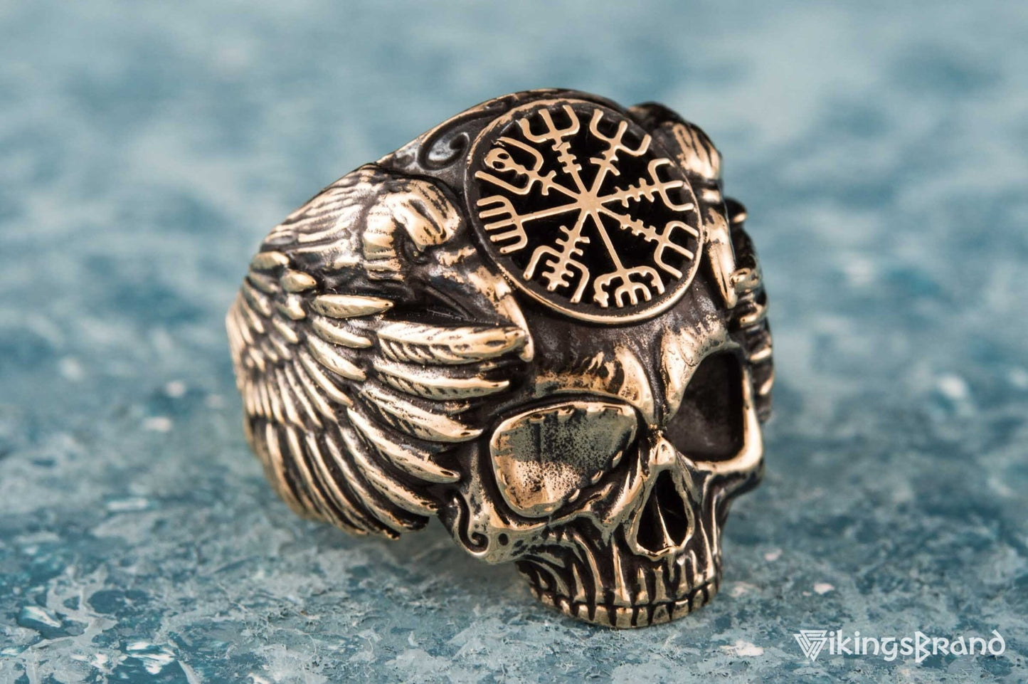 Vikings Odin Ring with Vegvisir Symbol Ring Bronze Unique Handmade Jewelry