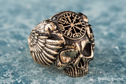 Vikings Odin Ring with Vegvisir Symbol Ring Bronze Unique Handmade Jewelry