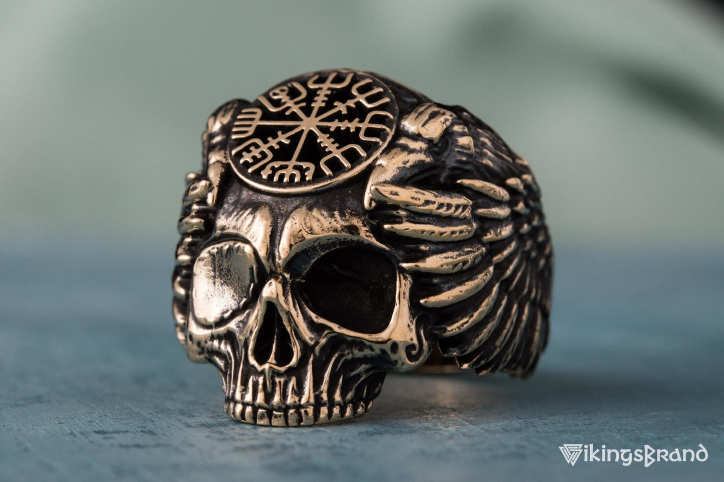 Vikings Odin Ring with Vegvisir Symbol Ring Bronze Unique Handmade Jewelry