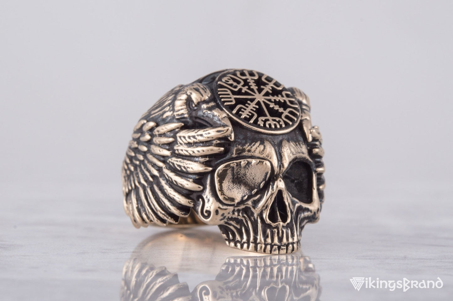 Vikings Odin Ring with Vegvisir Symbol Ring Bronze Unique Handmade Jewelry