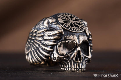 Vikings Odin Ring with Vegvisir Symbol Ring Bronze Unique Handmade Jewelry