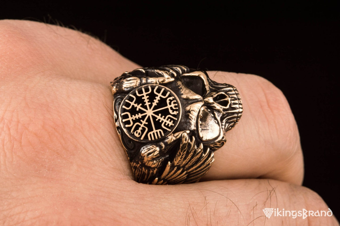 Vikings Odin Ring with Vegvisir Symbol Ring Bronze Unique Handmade Jewelry