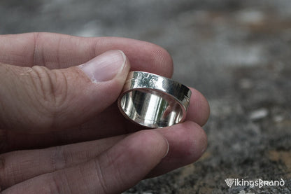 Vikings Pagan Ring with Ornament Sterling Silver Viking Jewelry