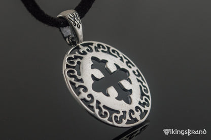 Vikings Pendant with Cross and Ornament Sterling Silver Jewelry