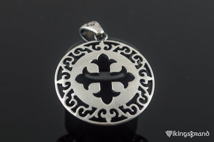 Vikings Pendant with Cross and Ornament Sterling Silver Jewelry