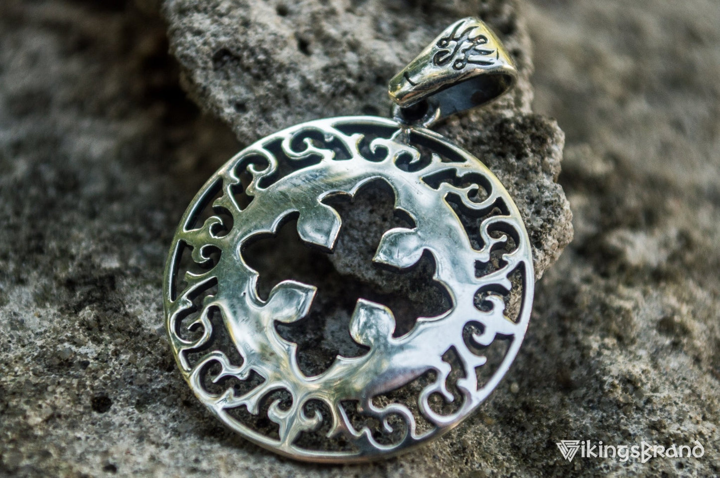 Vikings Pendant with Cross and Ornament Sterling Silver Jewelry