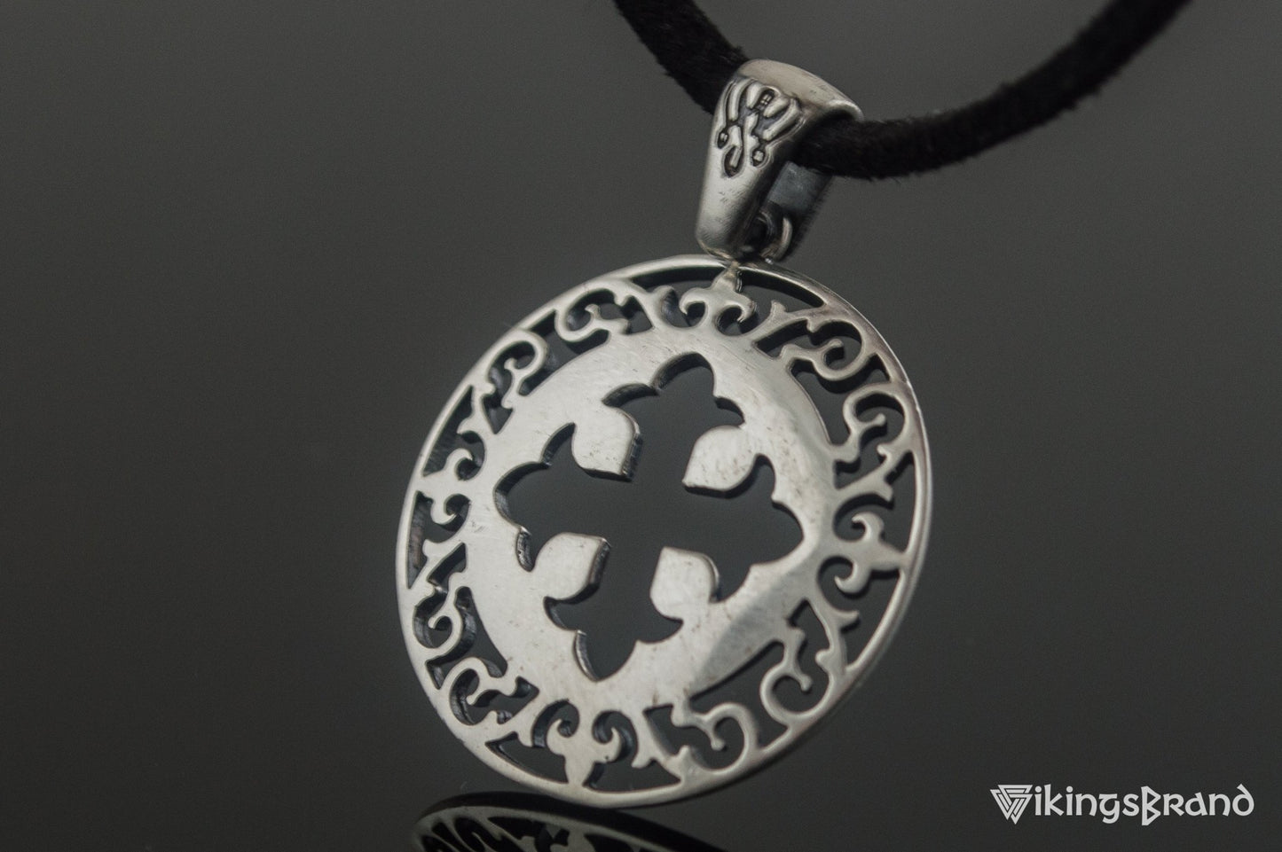 Vikings Pendant with Cross and Ornament Sterling Silver Jewelry