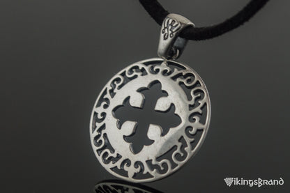 Vikings Pendant with Cross and Ornament Sterling Silver Jewelry