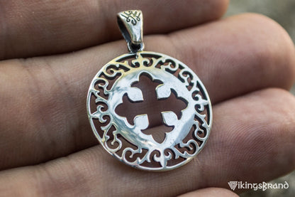 Vikings Pendant with Cross and Ornament Sterling Silver Jewelry