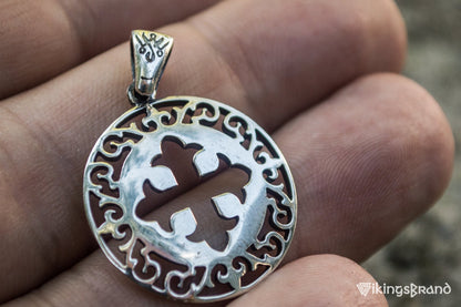 Vikings Pendant with Cross and Ornament Sterling Silver Jewelry