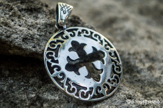 Vikings Pendant with Cross and Ornament Sterling Silver Jewelry