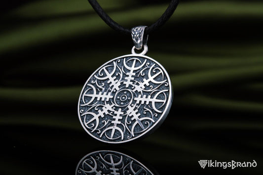 Vikings Pendant with Helm of Awe Symbol Sterling Silver Norse Jewelry