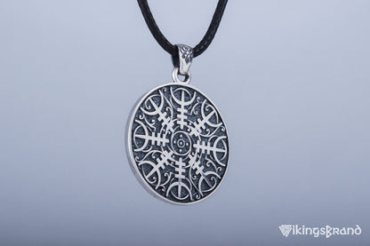 Vikings Pendant with Helm of Awe Symbol Sterling Silver Norse Jewelry