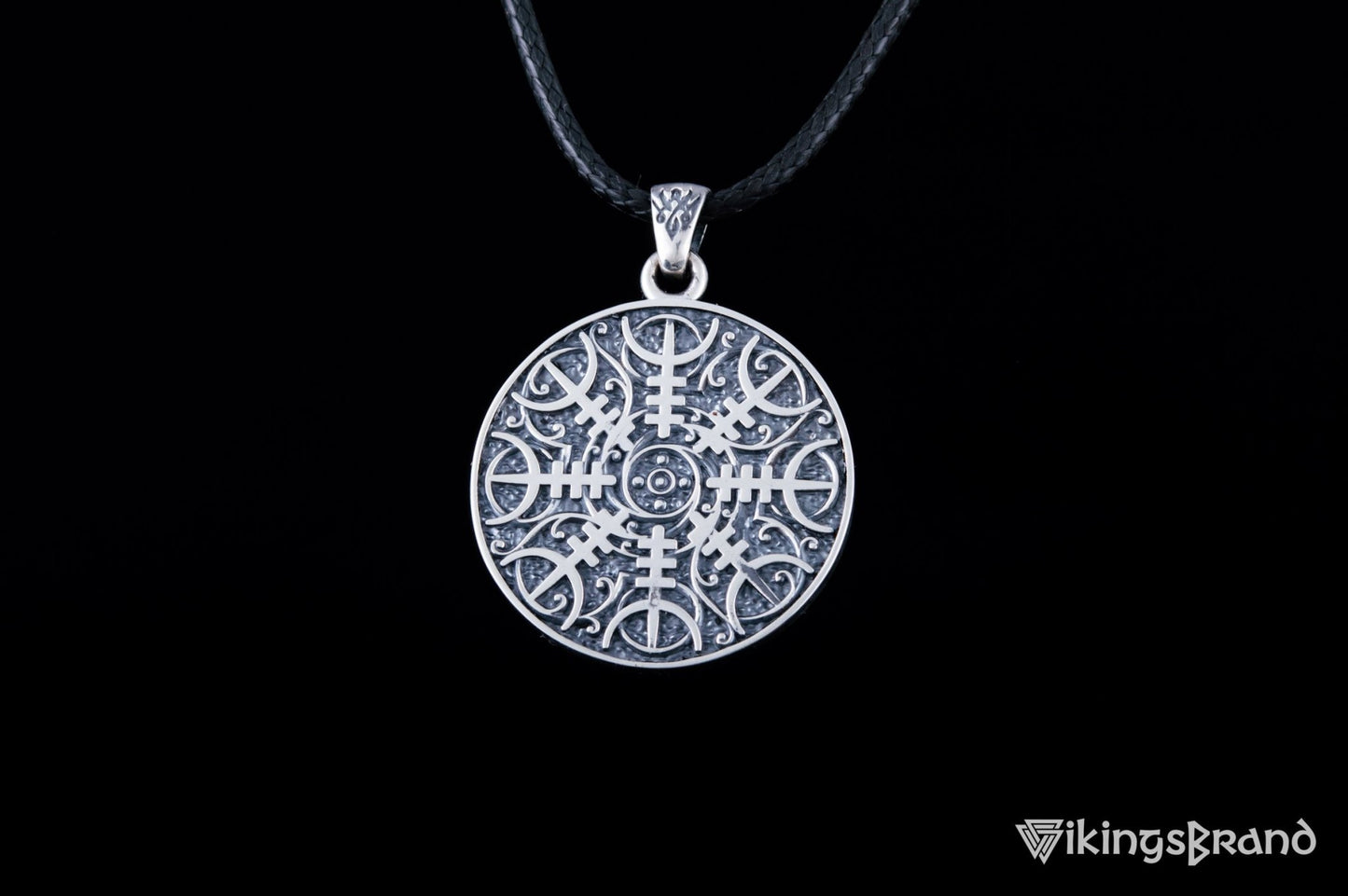 Vikings Pendant with Helm of Awe Symbol Sterling Silver Norse Jewelry