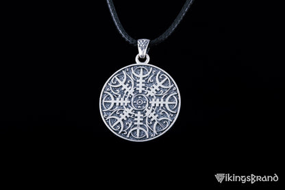 Vikings Pendant with Helm of Awe Symbol Sterling Silver Norse Jewelry