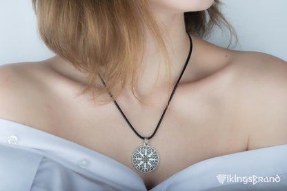 Vikings Pendant with Helm of Awe Symbol Sterling Silver Norse Jewelry