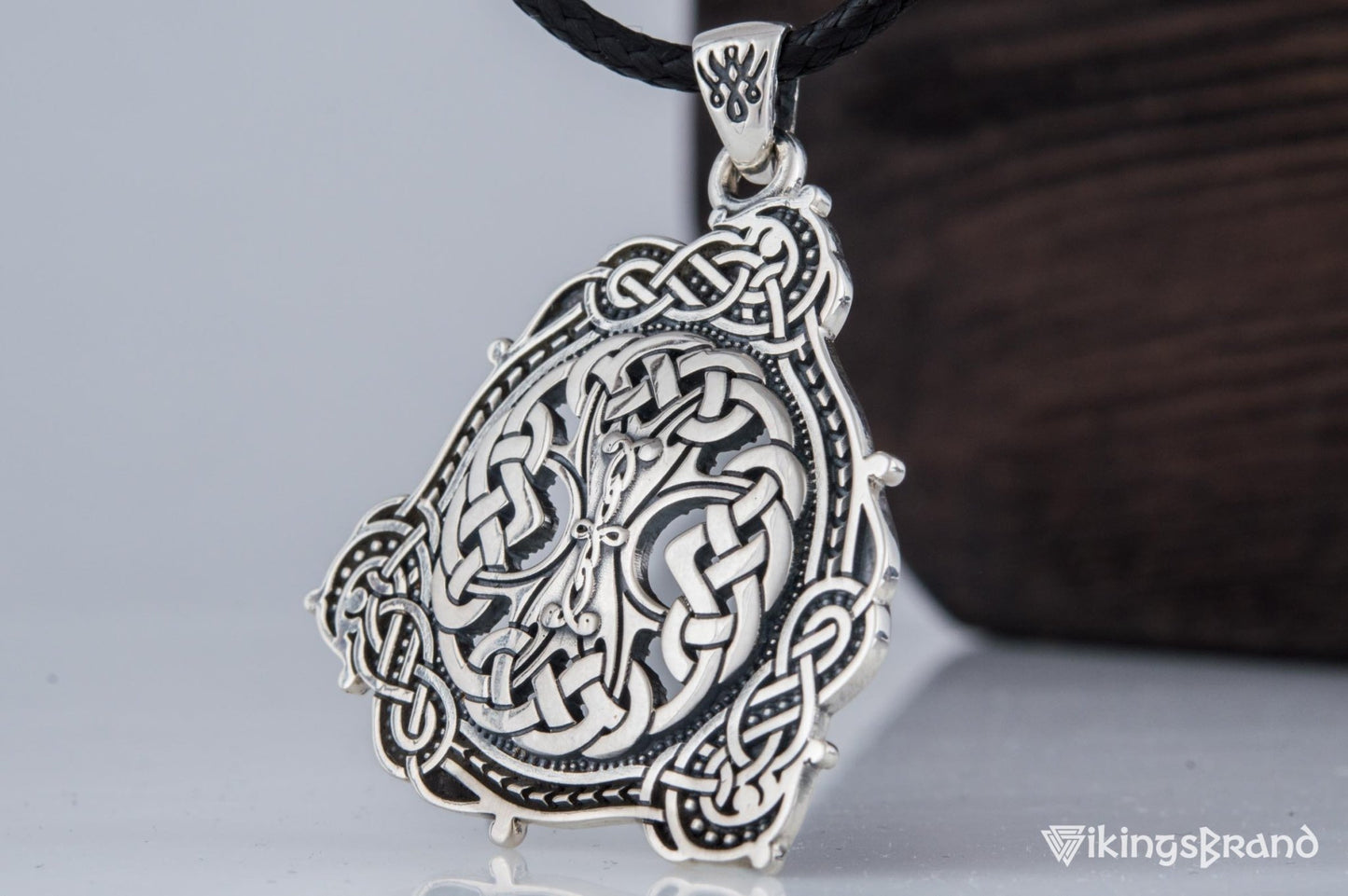 Vikings Pendant with Scandinavian Ornament Sterling Silver Norse Jewelry