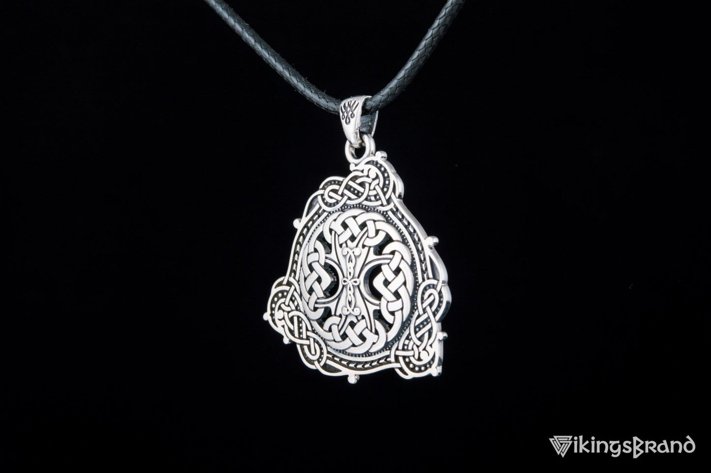 Vikings Pendant with Scandinavian Ornament Sterling Silver Norse Jewelry