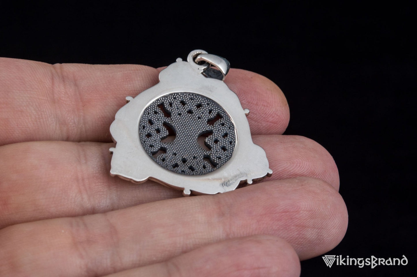 Vikings Pendant with Scandinavian Ornament Sterling Silver Norse Jewelry