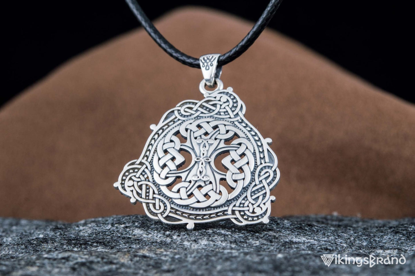 Vikings Pendant with Scandinavian Ornament Sterling Silver Norse Jewelry