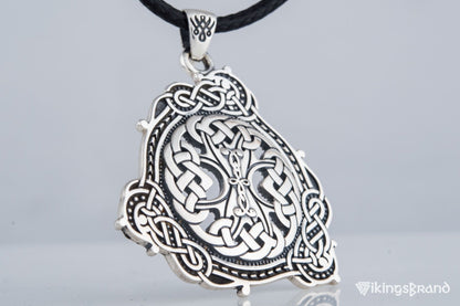 Vikings Pendant with Scandinavian Ornament Sterling Silver Norse Jewelry