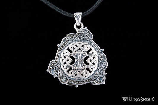 Vikings Pendant with Scandinavian Ornament Sterling Silver Norse Jewelry