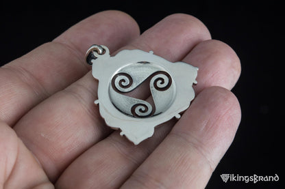 Vikings Pendant with Triskelion Symbol and Scandinavian Ornament Sterling Silver Norse Jewelry