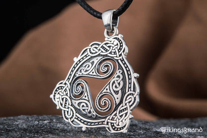 Vikings Pendant with Triskelion Symbol and Scandinavian Ornament Sterling Silver Norse Jewelry